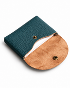 The Mayfair Card Purse open to show the suede interior