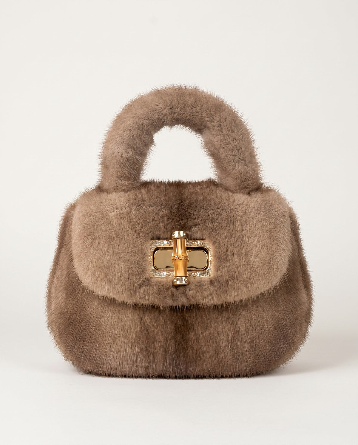 St Moritz Mink Bag in brown with fur handle