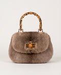 St Moritz Mink Bag in brown with bamboo handle