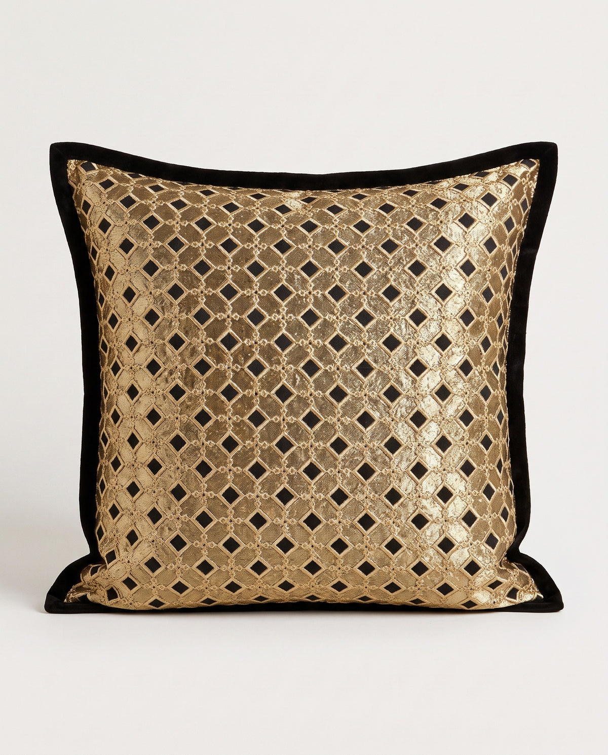 Deco Cushion in gold and black jacquard