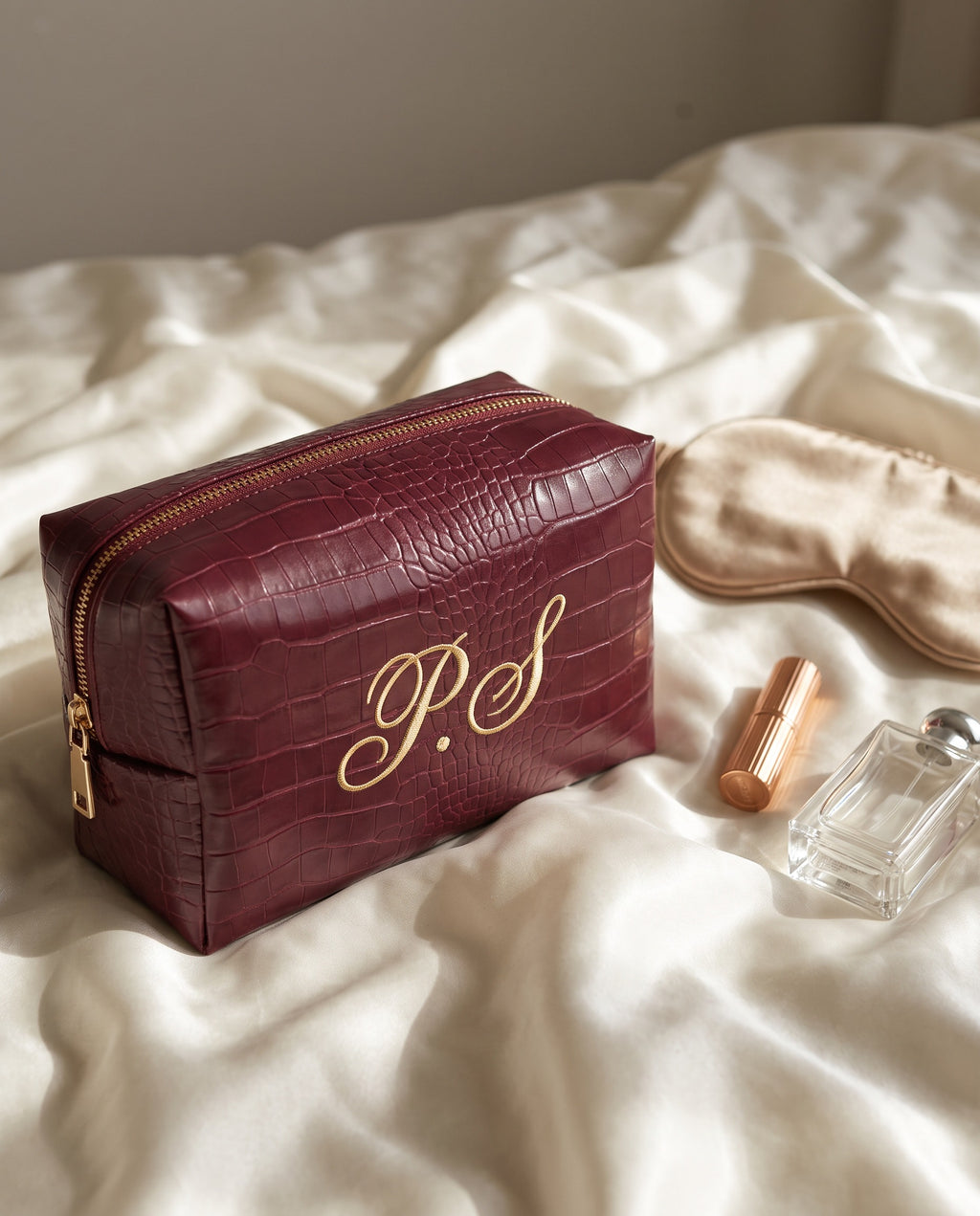 Mayfair Pouch on ivory satin