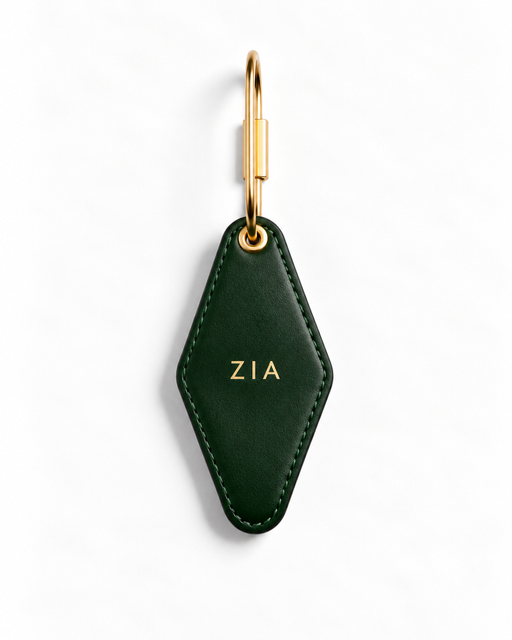 A dark green leather keychain with a gold-tone metal clasp and gold 'EST.2007' text, shown on a clean white background.