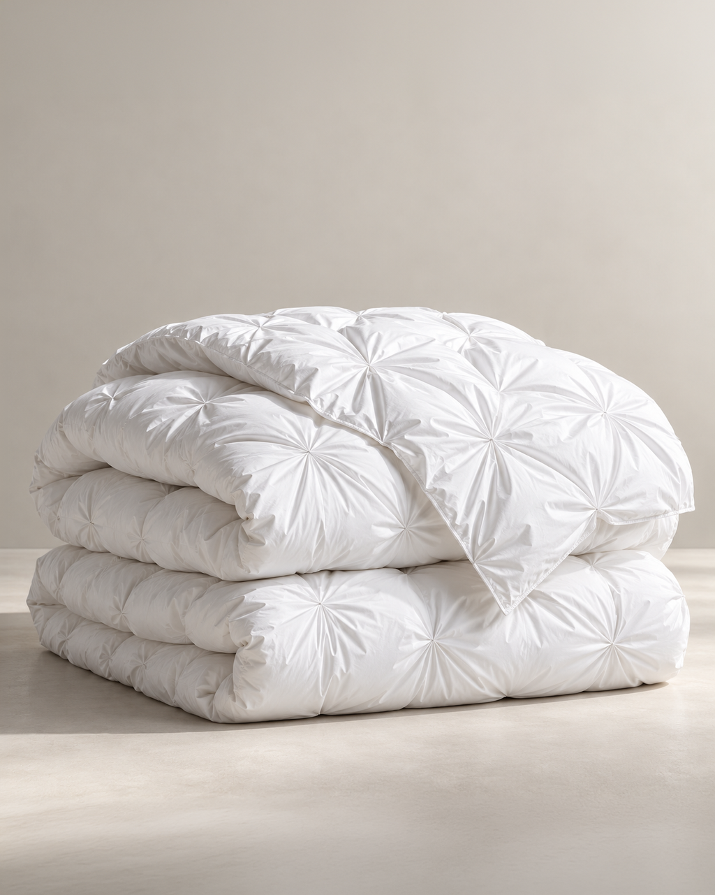 The Cairngorm Down Duvet in white, folded