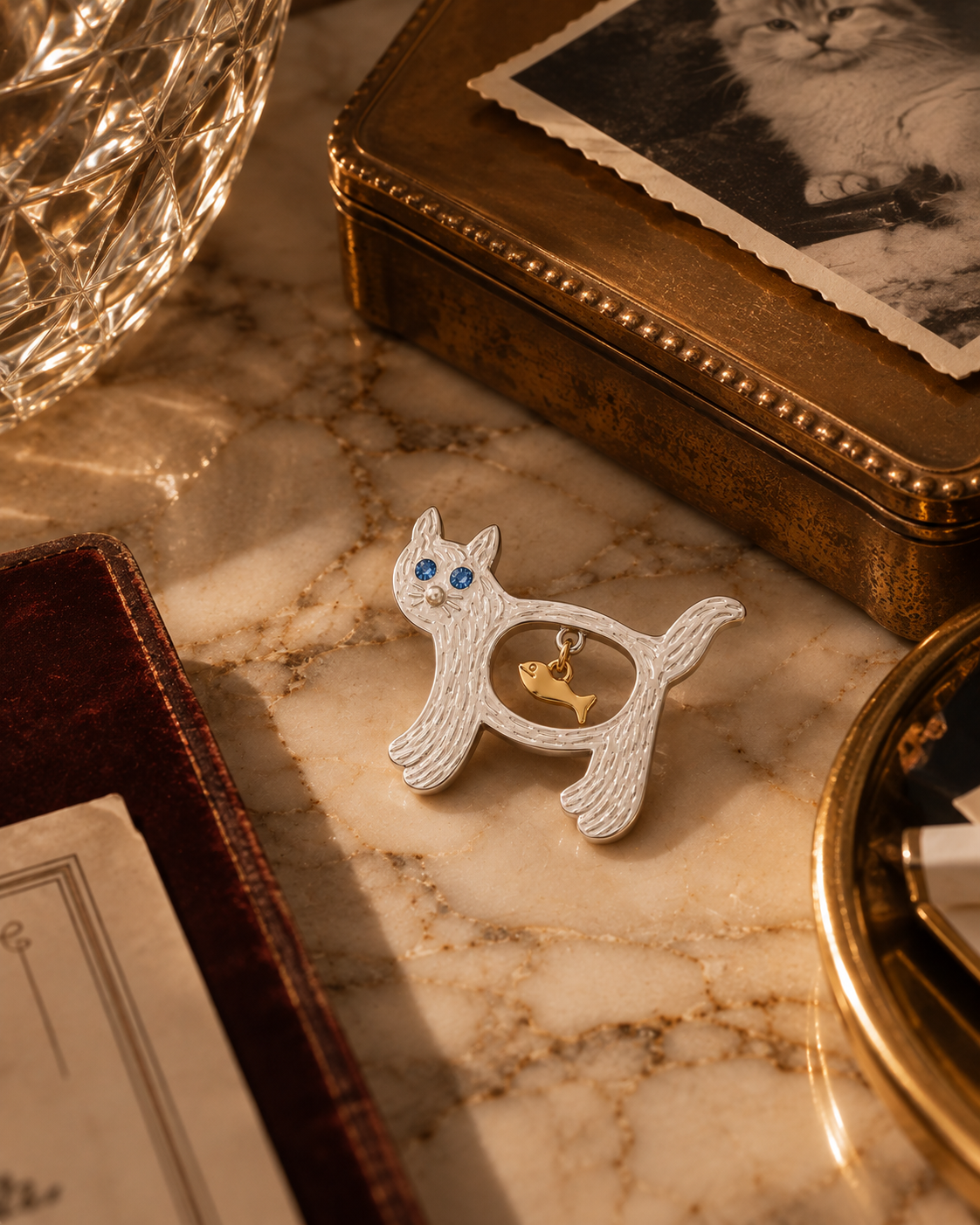 The Cat and Fish Brooch