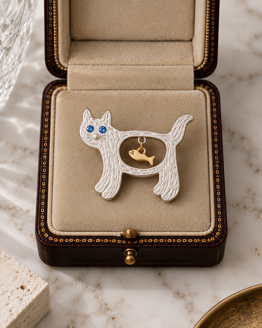 The Cat and Fish Brooch