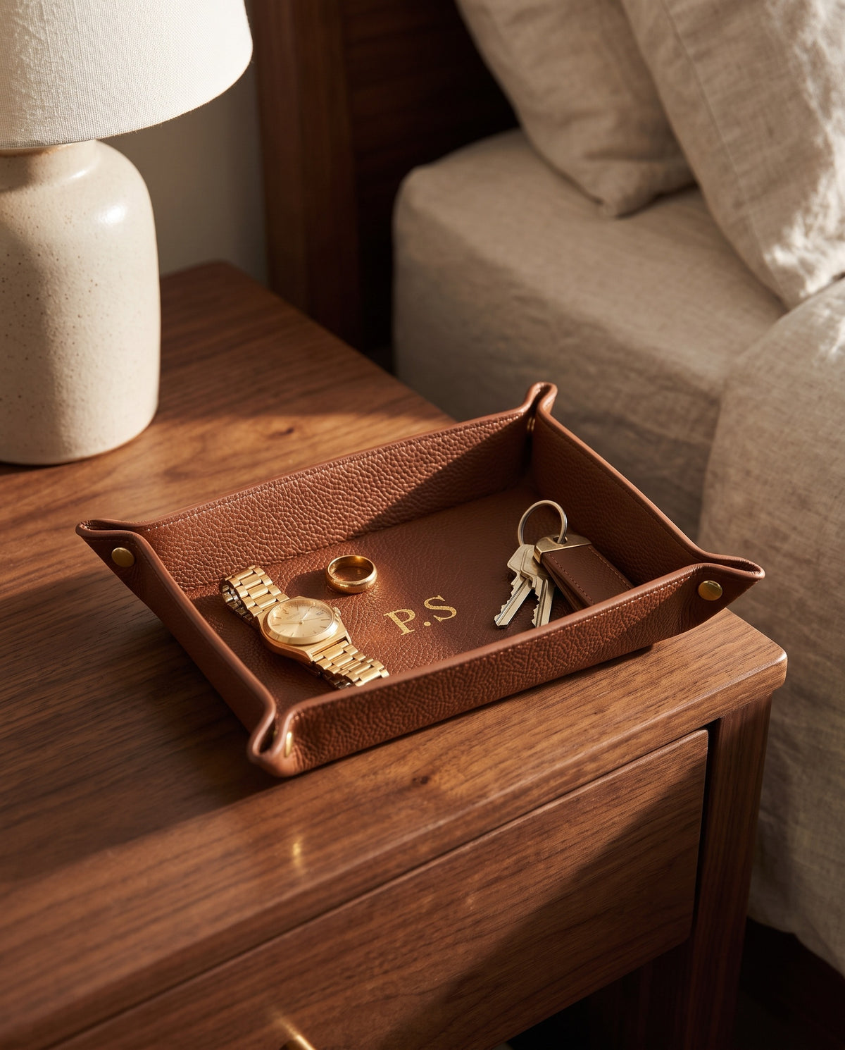 Valet Tray holding a watch and keys