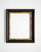 A rectangular picture frame with a dark brown outer border and a textured gold inner border, shown empty against a plain white background.