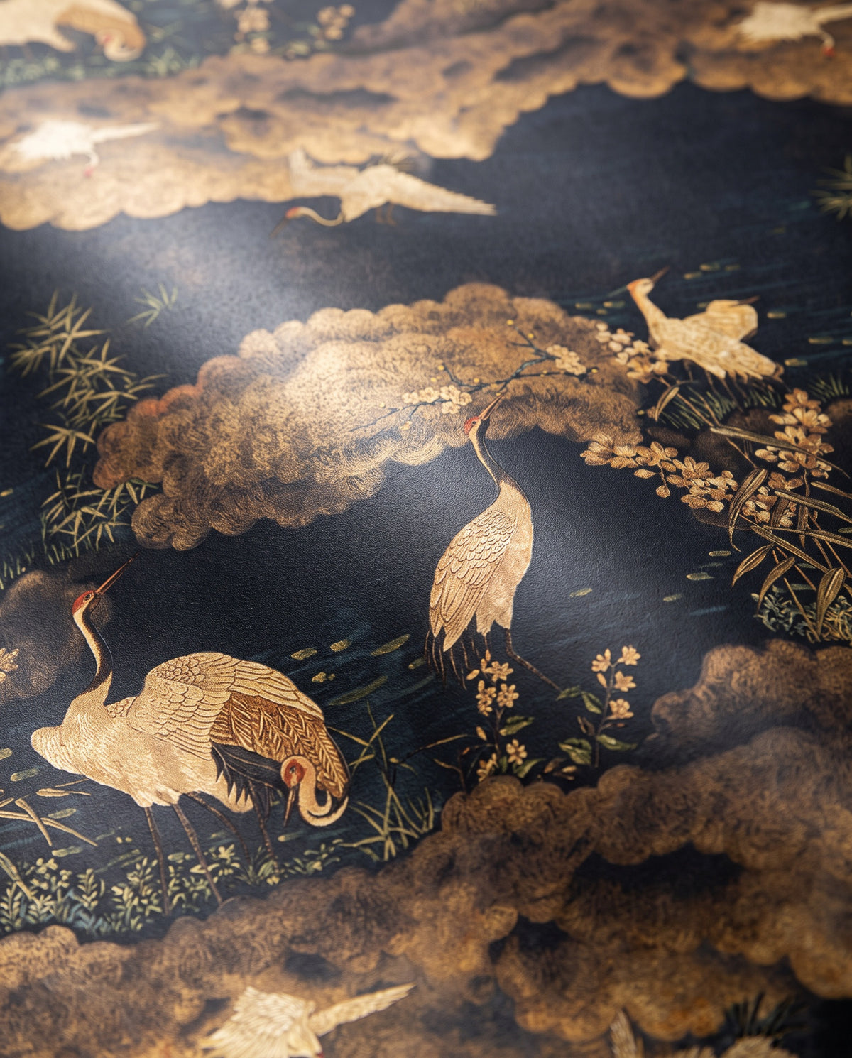 Close up of the Crane Garden pattern