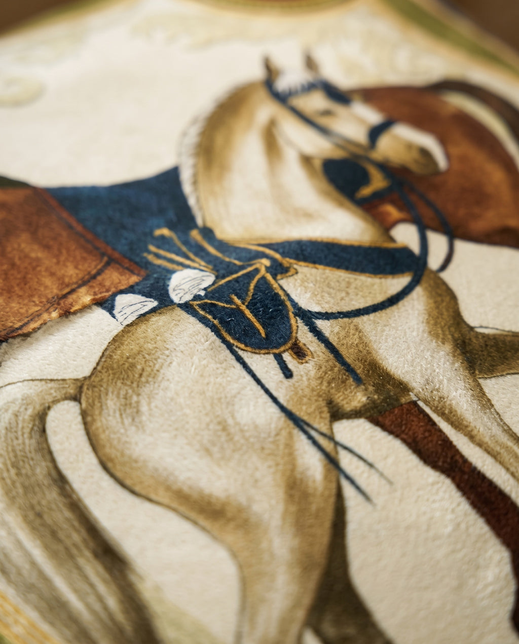 Close up of the printed velvet