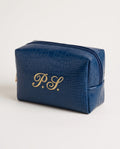 Mayfair Pouch in deep blue with embroidered P.S initials