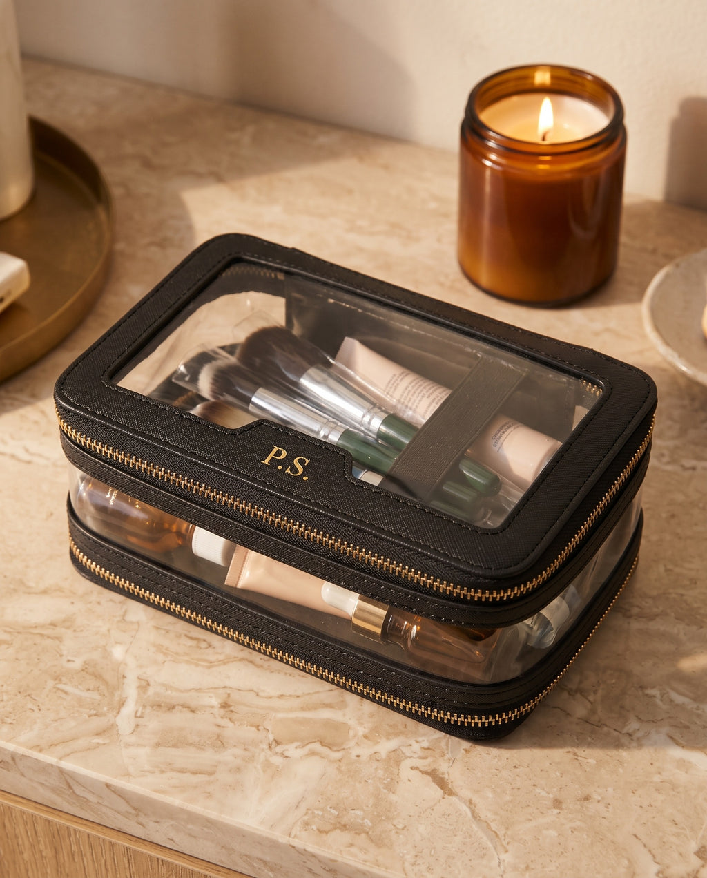Monaco Clear Case on a marble vanity