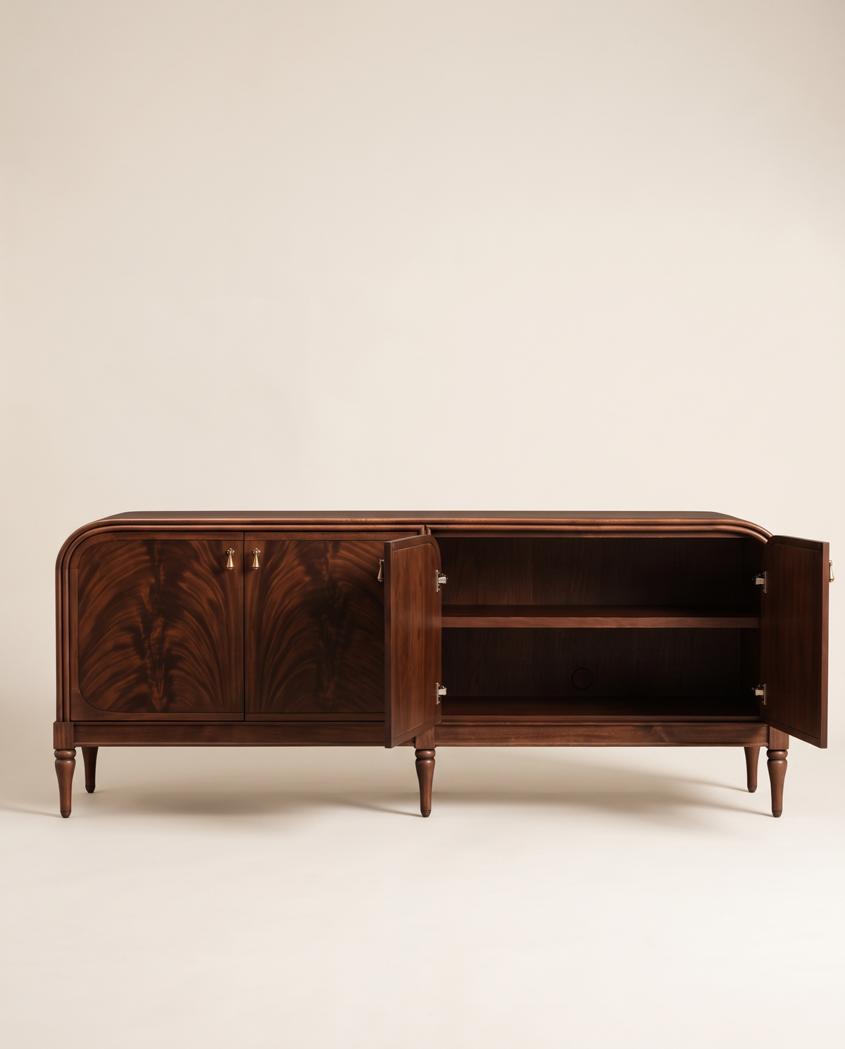 The Mayfair Sideboard with two doors open to show the shelf