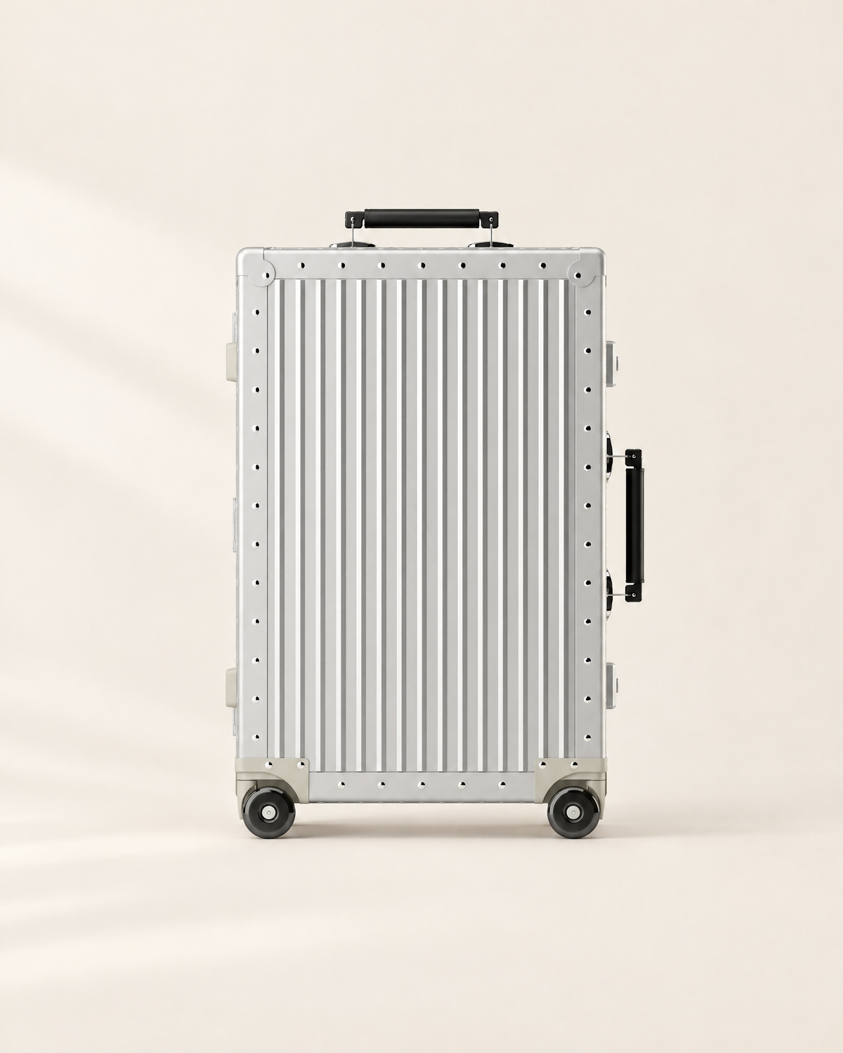 The Meridian Suitcase in silver with black