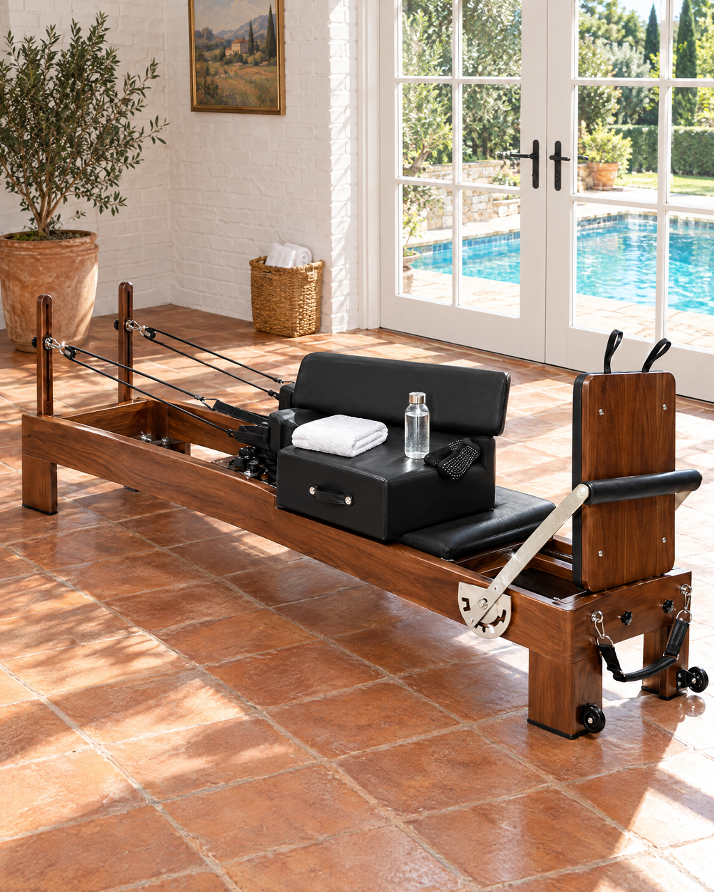 The Pavilion Reformer in black in a pool house
