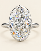 The Duchess Ring, a large oval stone in a fine claw setting on a slim sterling silver band, front view