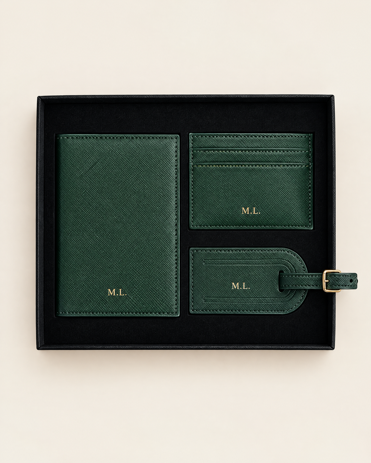 The Grand Voyage Travel Set in Cross-grain Green