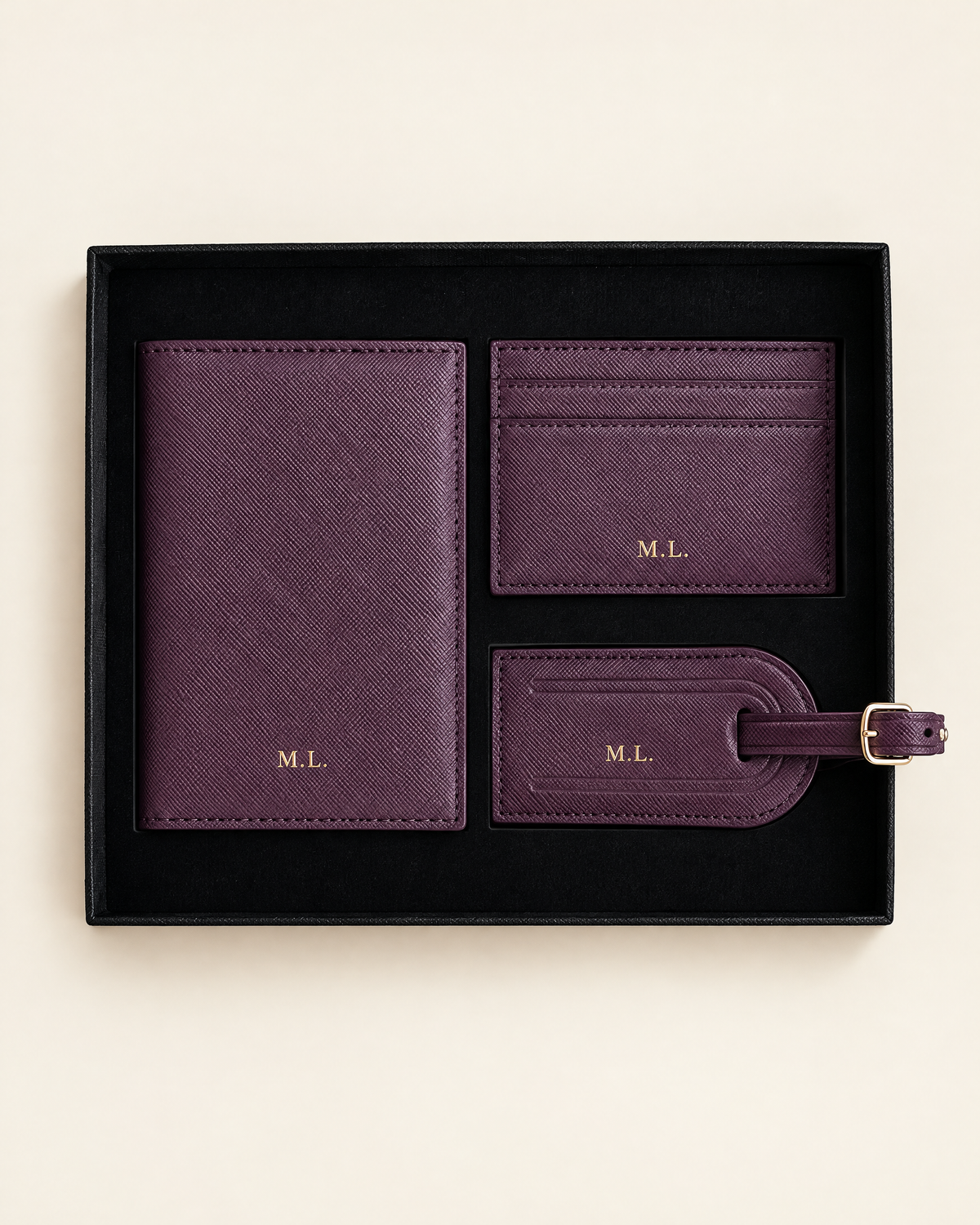 The Grand Voyage Travel Set in Cross-grain Purple