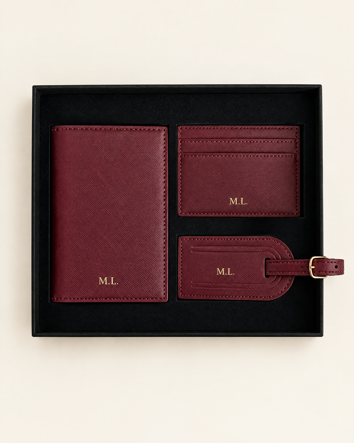 The Grand Voyage Travel Set in Cross-grain Burgundy