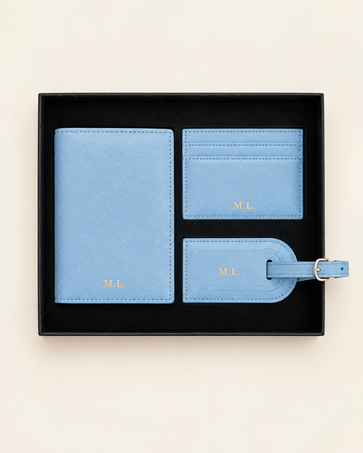 The Grand Voyage Travel Set in Cross-grain Sky Blue
