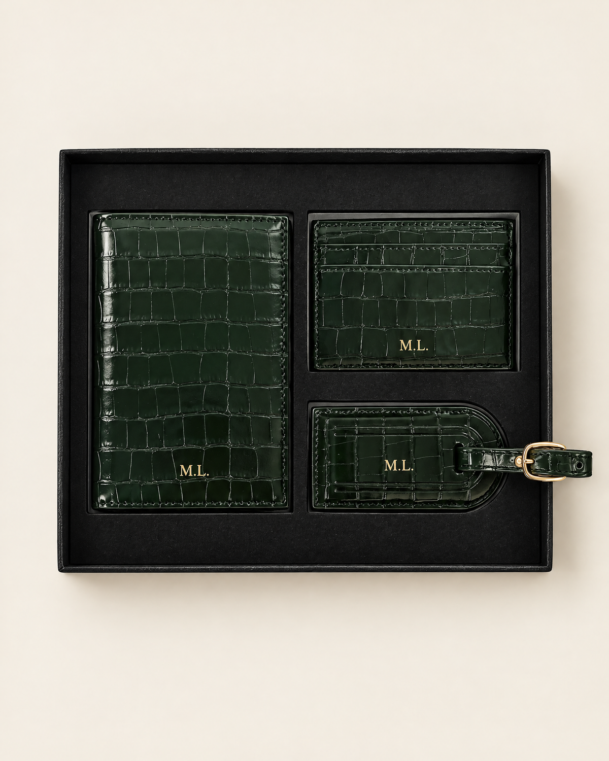 The Grand Voyage Travel Set in Croc Green