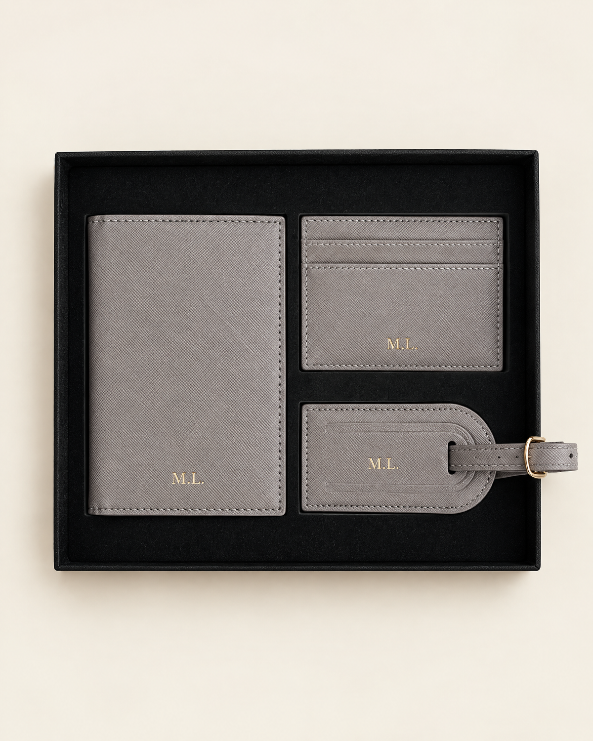 The Grand Voyage Travel Set in Cross-grain Grey