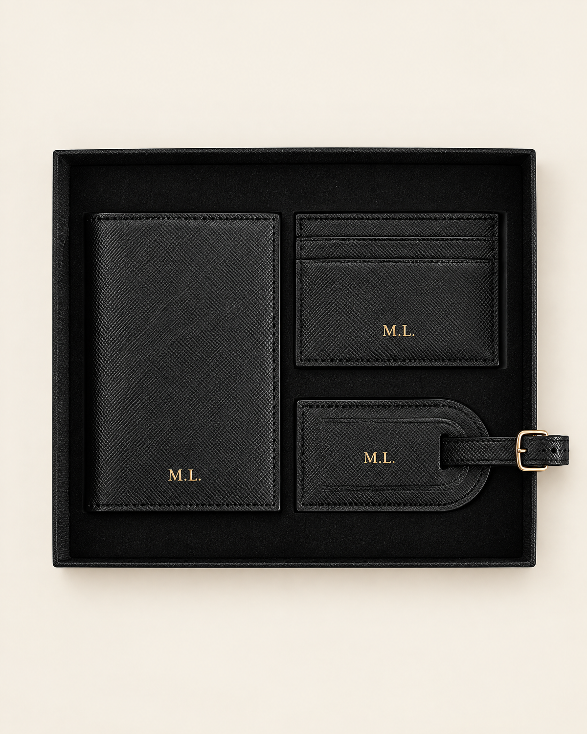 The Grand Voyage Travel Set in Cross-grain Black