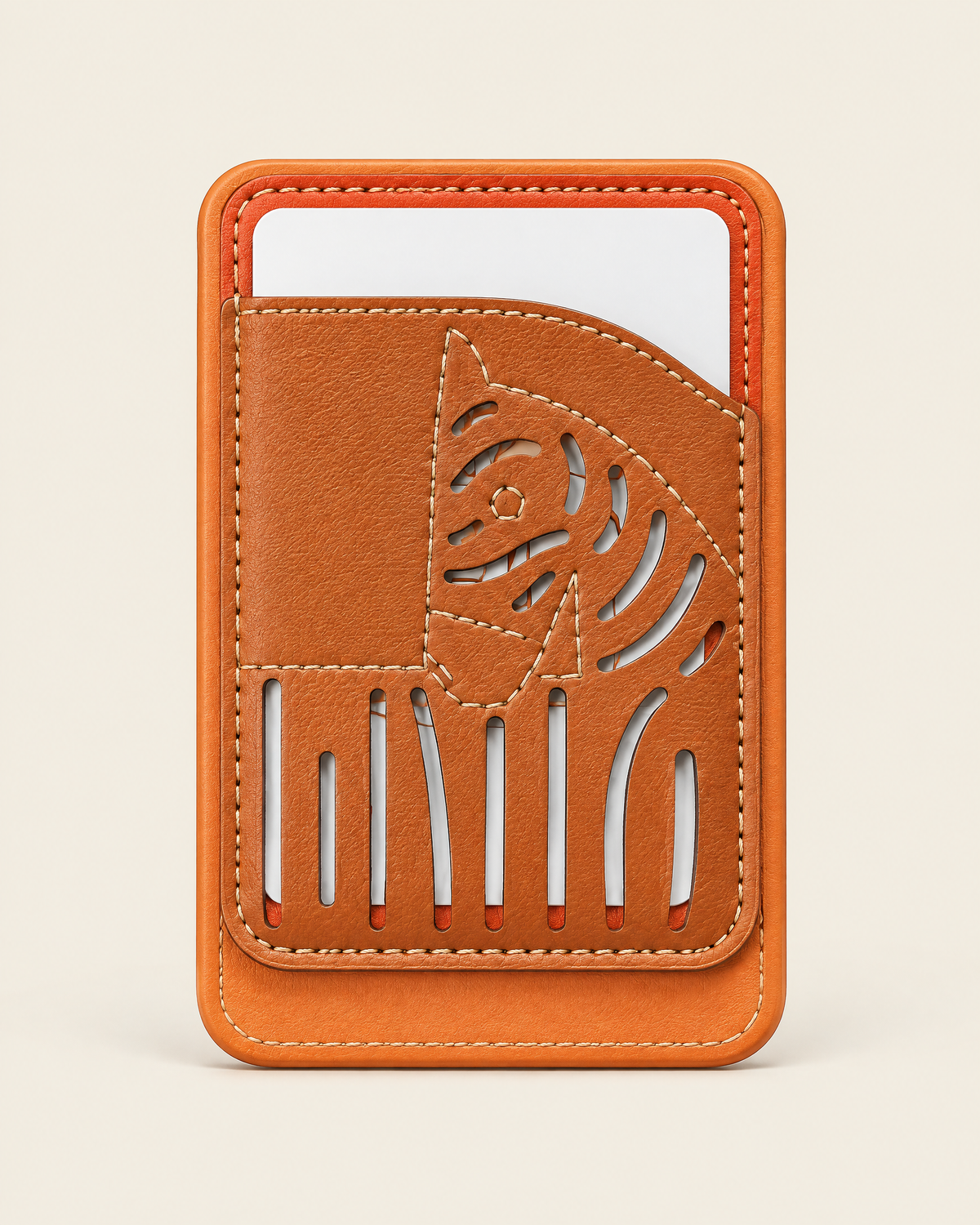 The Gallop Card Holder in Perforated horse, orange