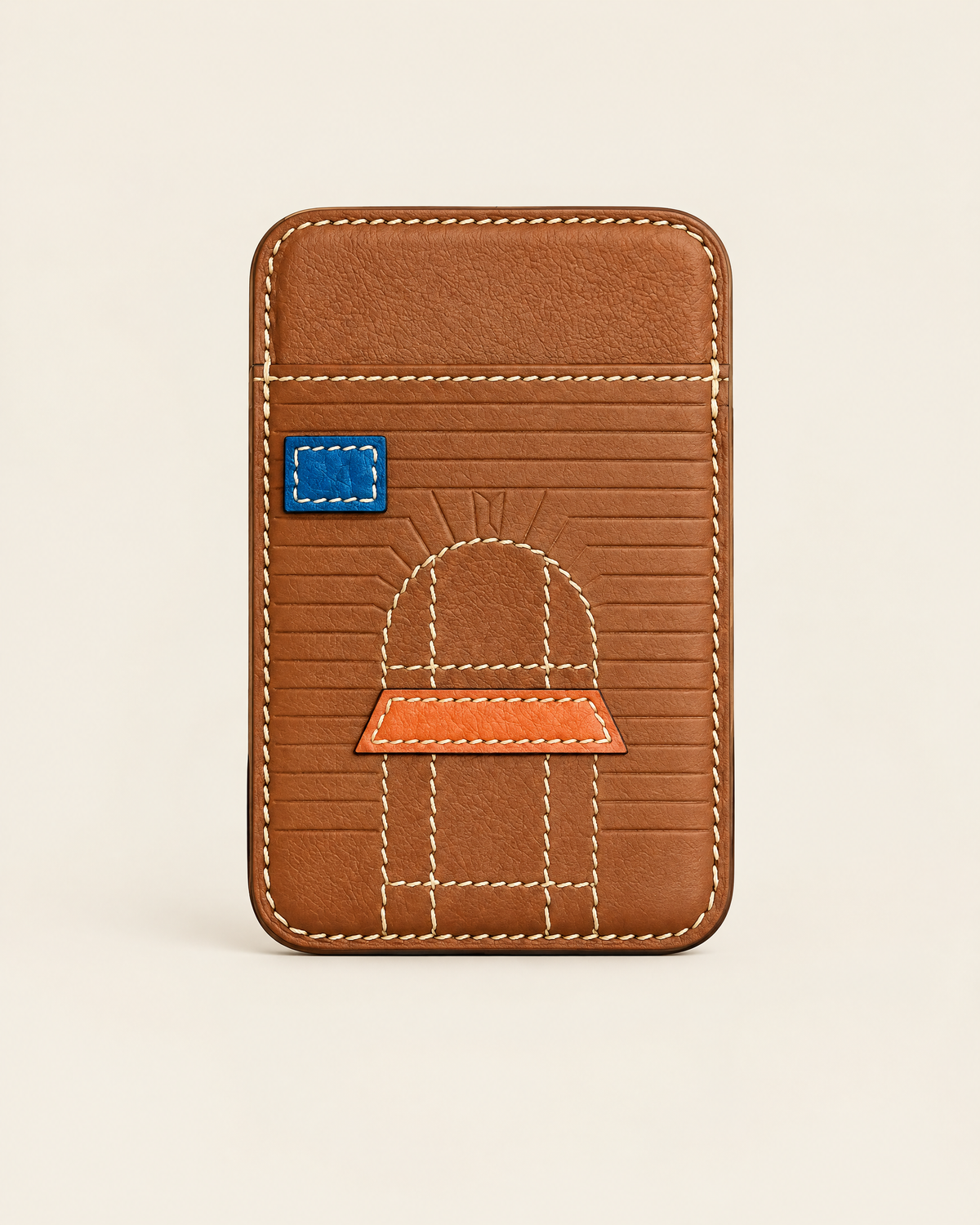 The Gallop Card Holder in Stitched arch, tan