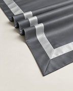The Kensington Sateen Bedding Set in Slate, mitred corner detail