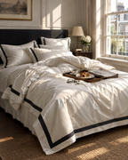 The Kensington Sateen Bedding Set in Ivory, Sunday breakfast in bed