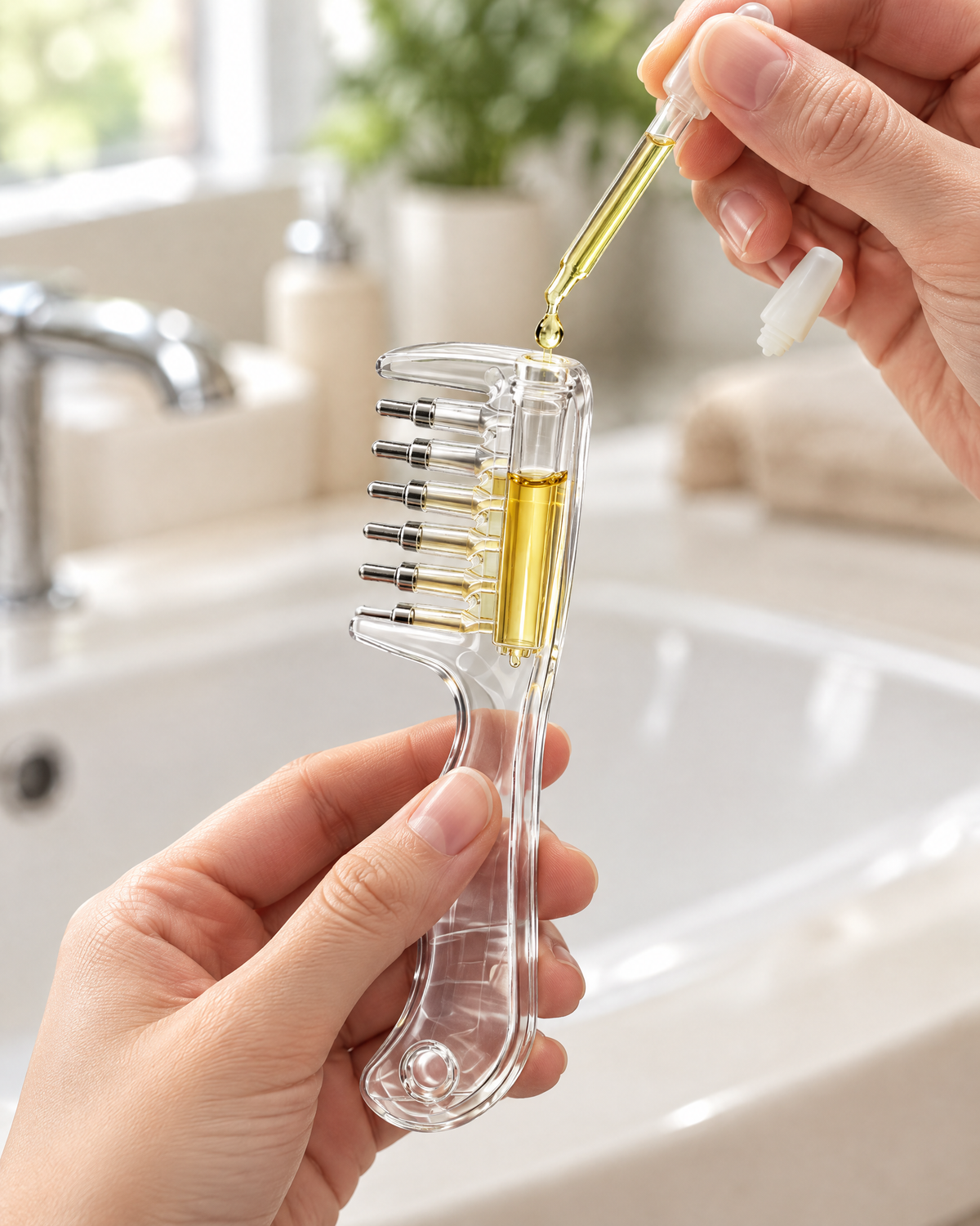 Filling The Apothecary Comb with the dropper