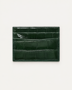 The Savile Card Holder in Green croc-embossed leather
