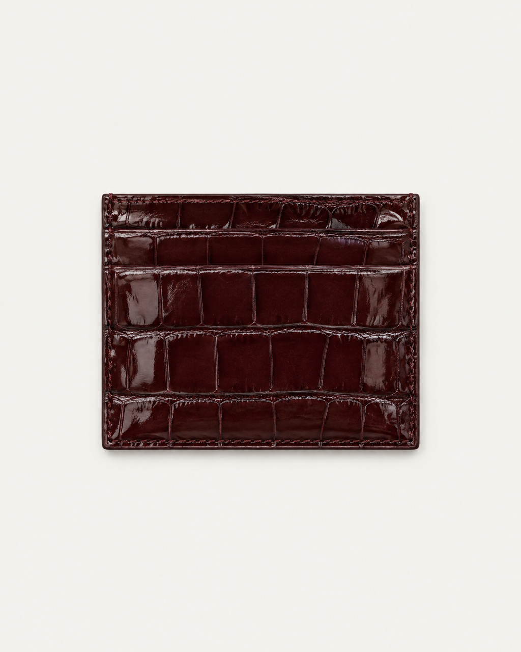 The Savile Card Holder in Dark Burgundy croc-embossed leather