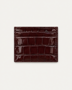 The Savile Card Holder in Dark Burgundy croc-embossed leather