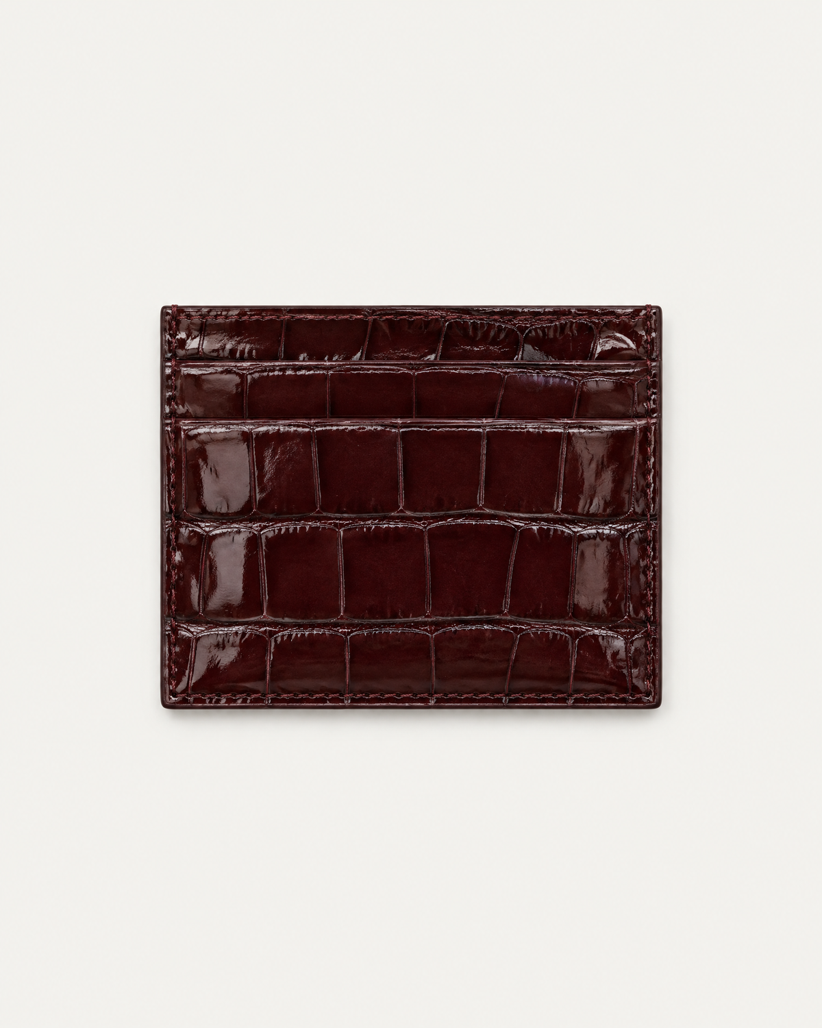The Savile Card Holder in Dark Burgundy croc-embossed leather