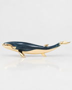 The Nantucket Whale in midnight blue enamel and gold-tone metal