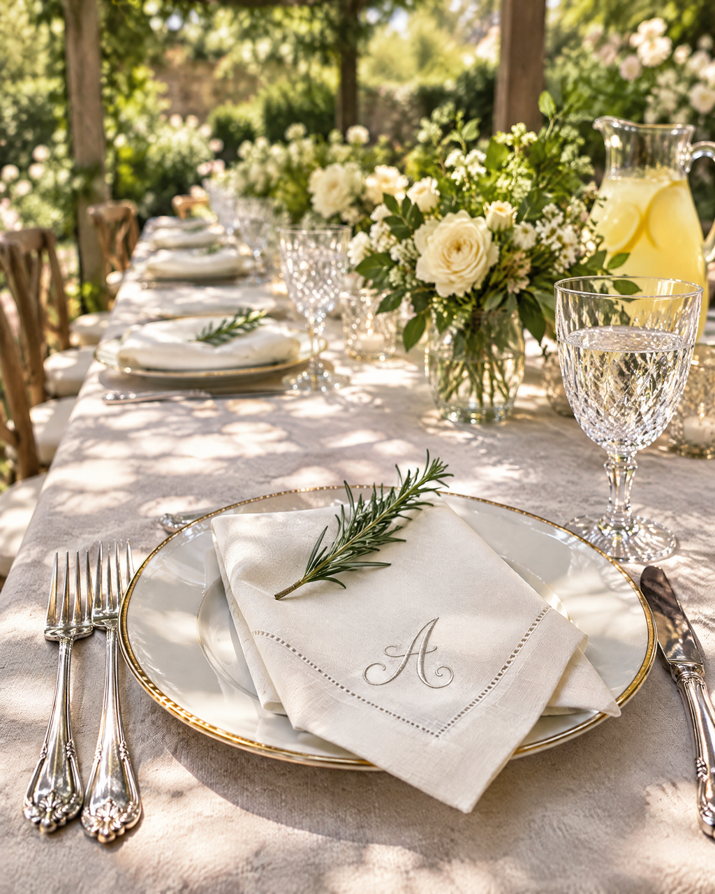 The Soirée Napkin at a summer garden lunch