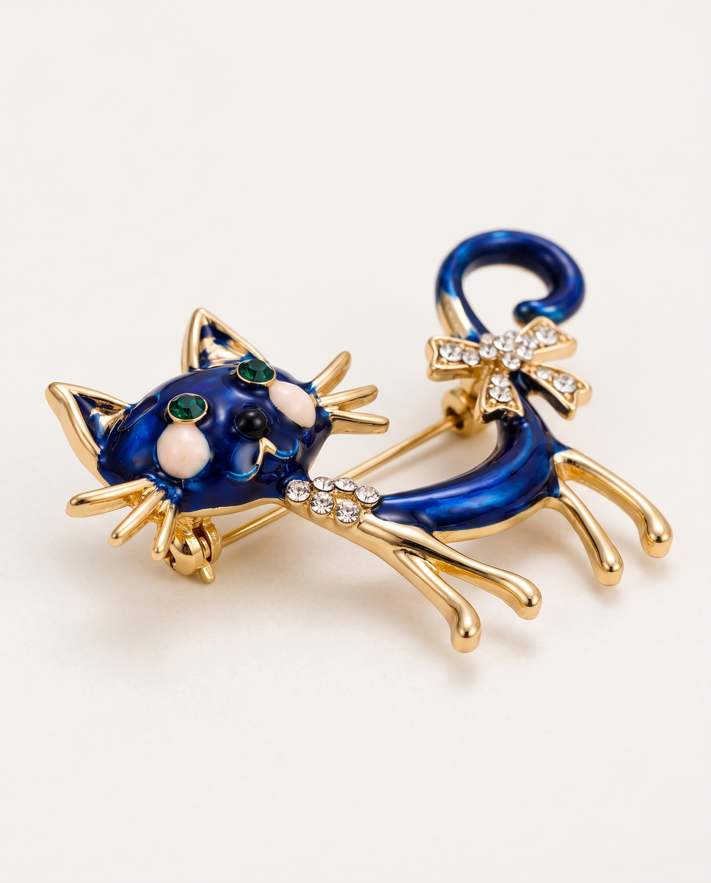 The Midnight Cat Brooch from a low angle