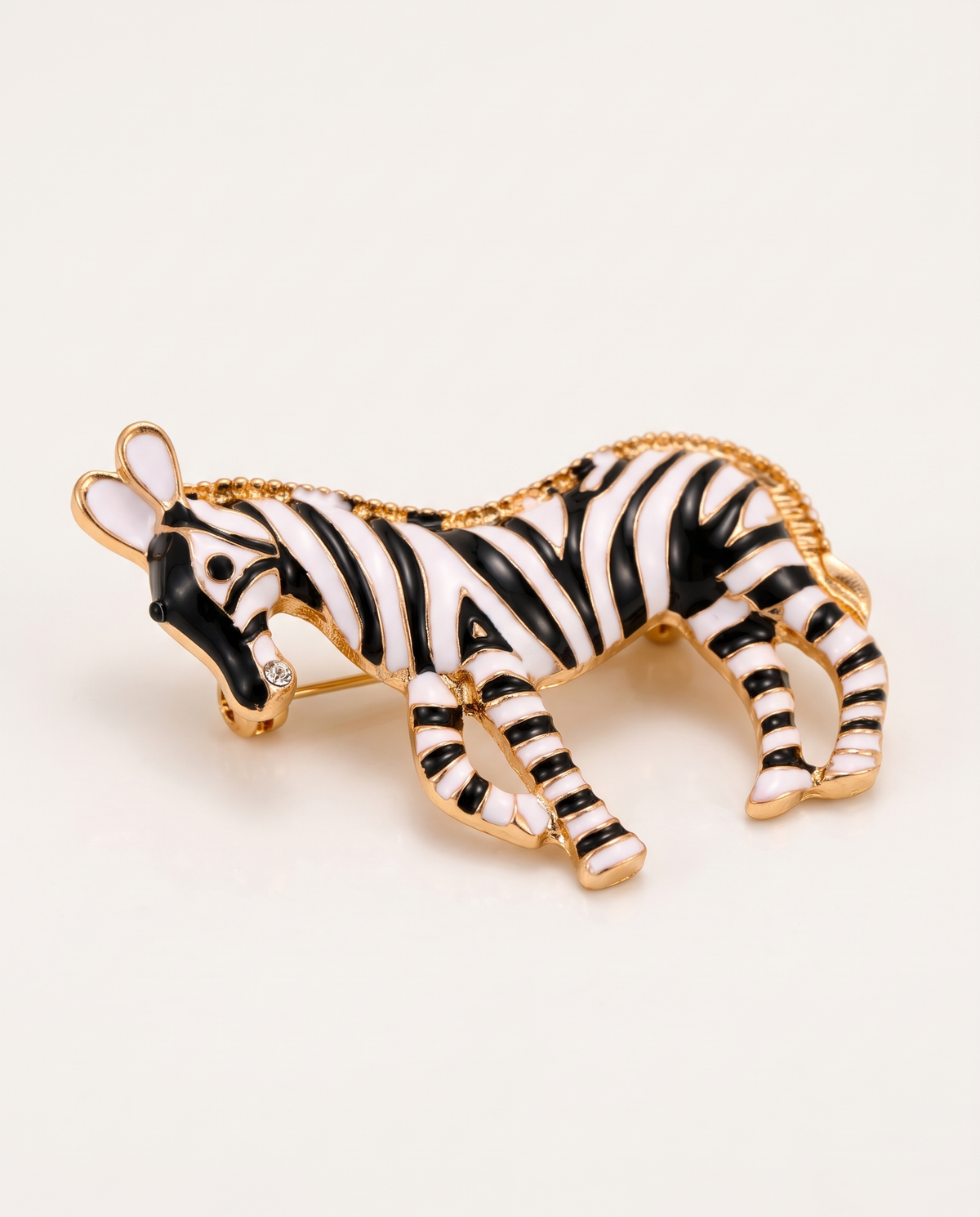 The Zebra Brooch from a low angle
