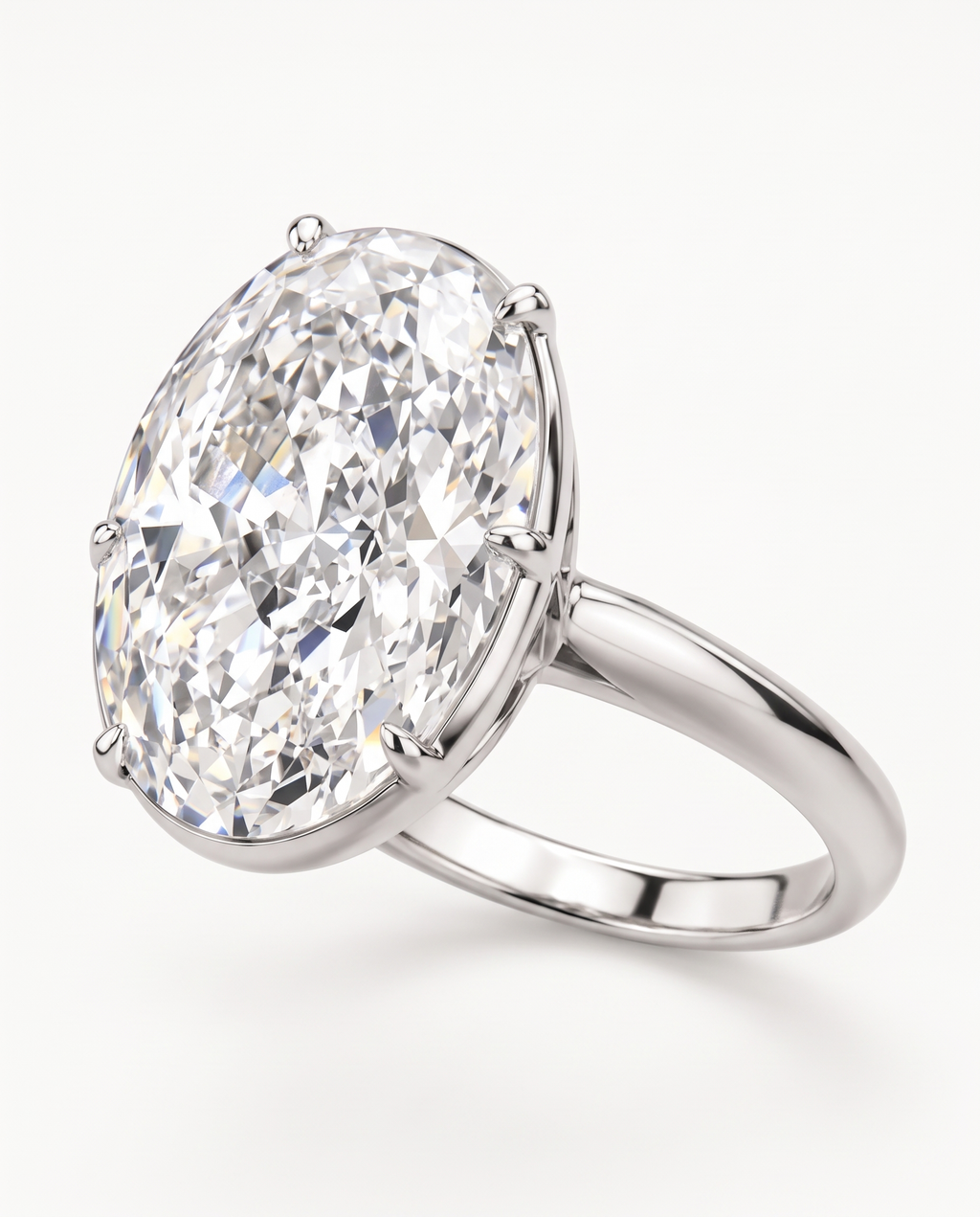 The Duchess Ring at an angle, oval stone held in fine claws on a sterling silver band