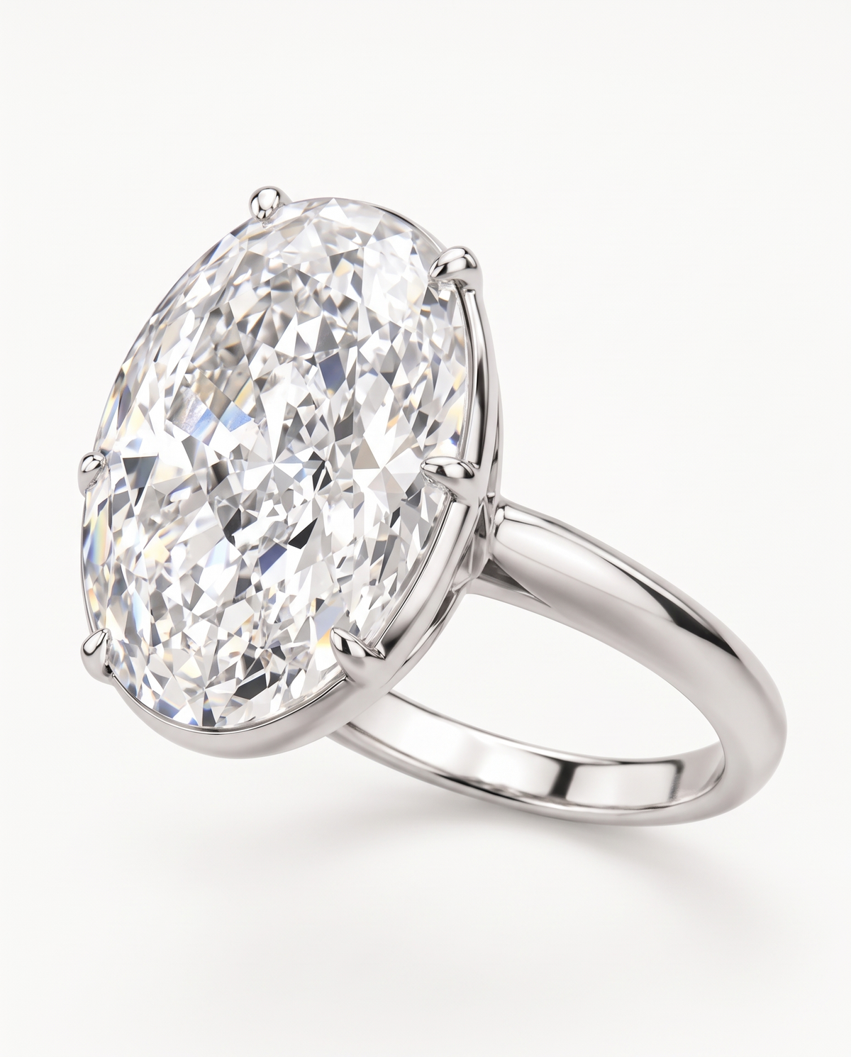 The Duchess Ring at an angle, oval stone held in fine claws on a sterling silver band