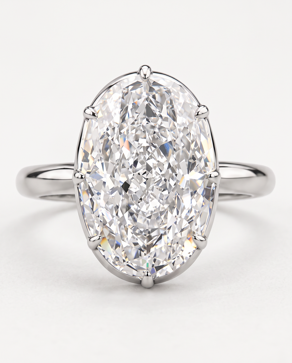 The Duchess Ring from above, oval stone on a slim sterling silver band
