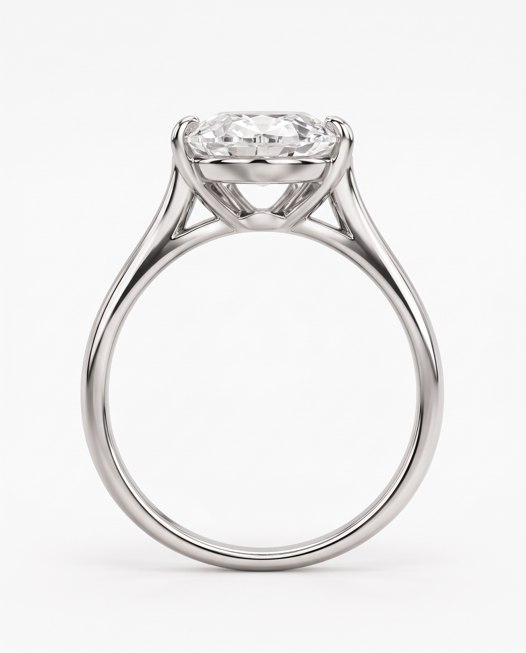 Side profile of The Duchess Ring showing the claw setting and slim sterling silver band