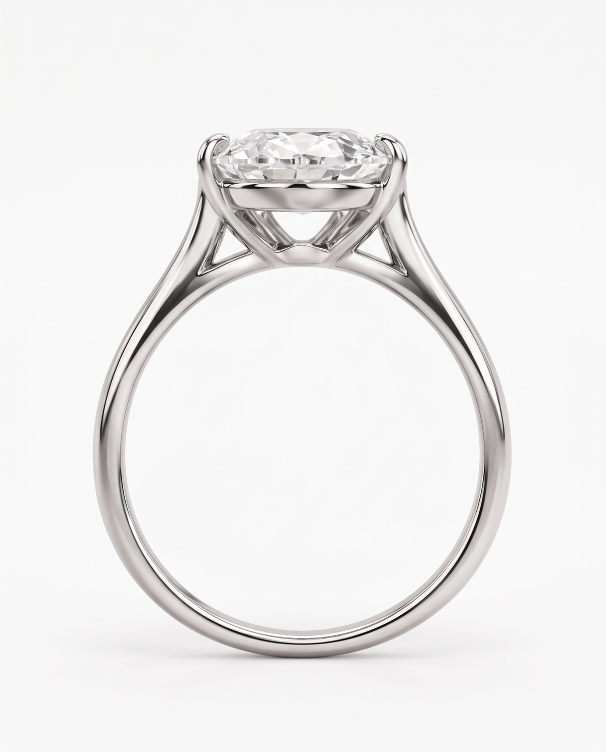 Side profile of The Duchess Ring showing the claw setting and slim sterling silver band