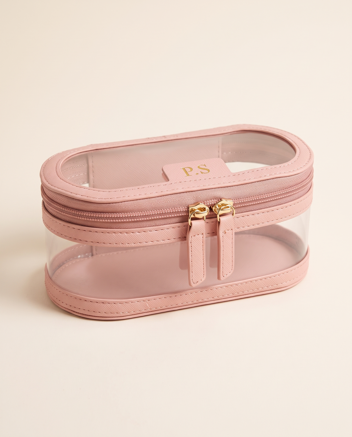 Monaco Brush Case in pink with gold P.S initials