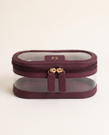 Monaco Brush Case in burgundy with gold P.S initials