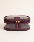 Monaco Brush Case in burgundy with gold P.S initials