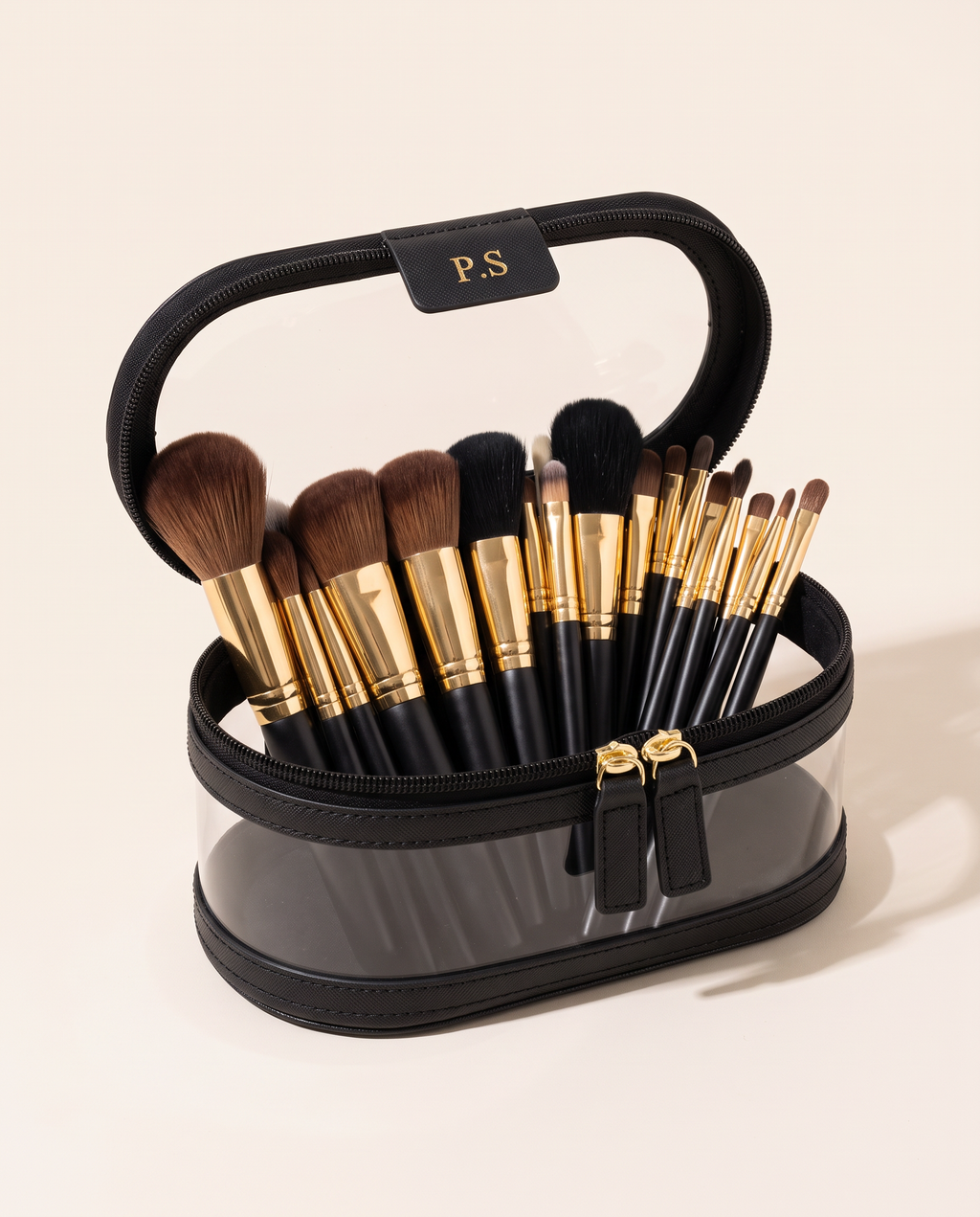 Monaco Brush Case open and filled with makeup brushes