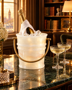 The Savoy Ice Bucket chilling champagne on a marble bar