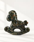 The Ascot Rocking Horse in Verde Alpi green marble